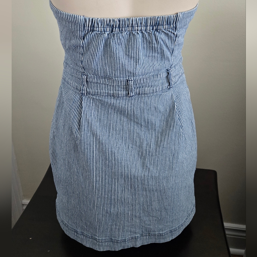 Striped Strapless Denim Mini Dress - Picture 4 of 5